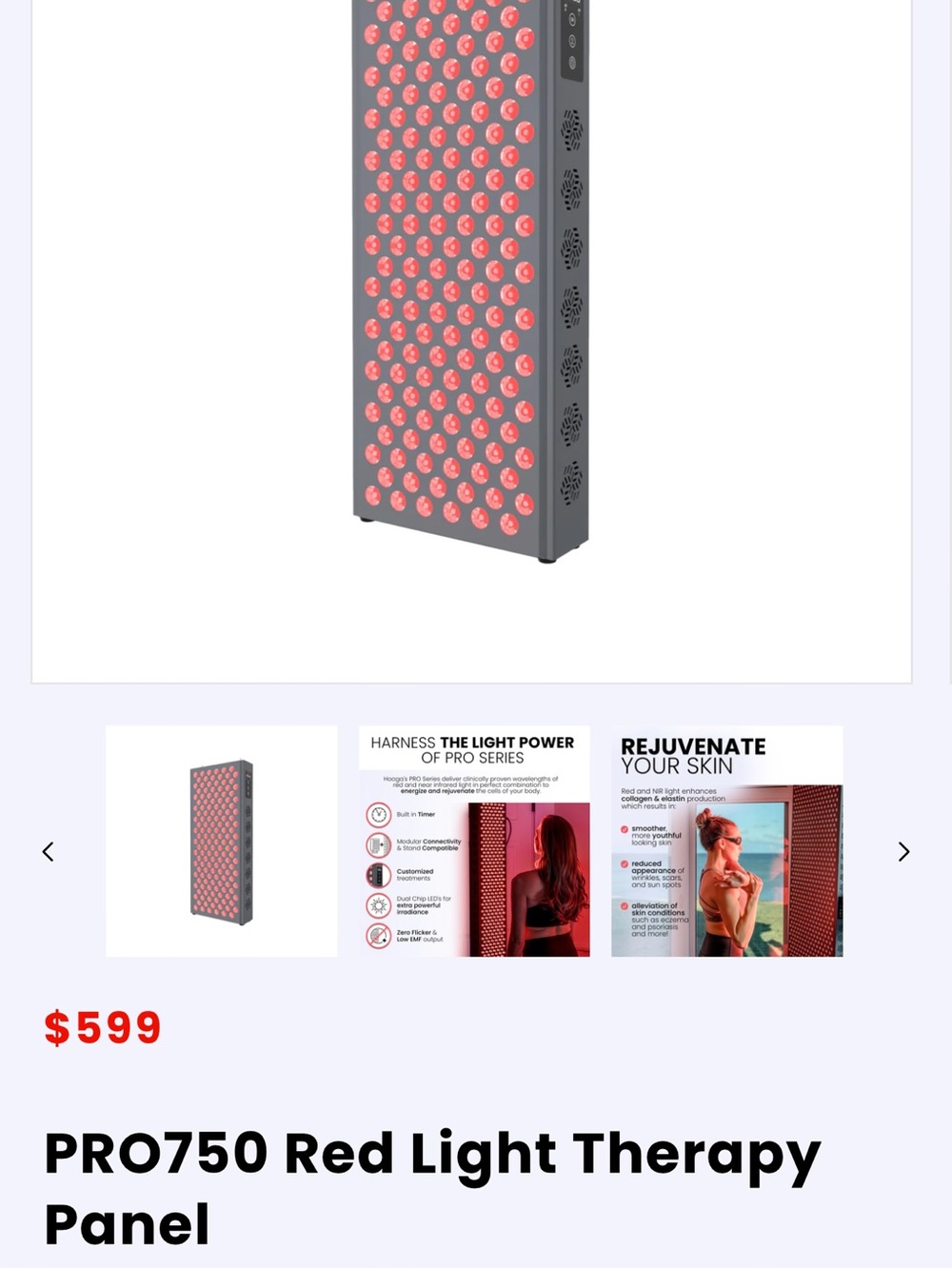Red Light Therapy Panel — Professional Red Light Skincare Device